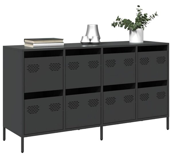 VidaXL fekete hidegen hengerelt acél tálalószekrény 135x39x73,5 cm
