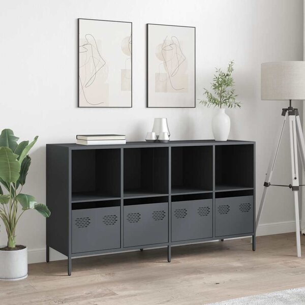 VidaXL antracit hidegen hengerelt acél tálalószekrény 135x39x73,5 cm