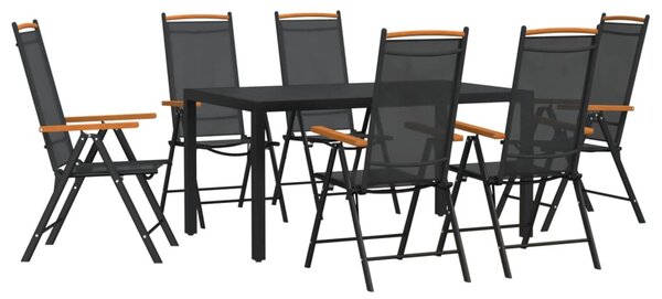 7 részes fekete alumínium kerti étkezőgarnitúra