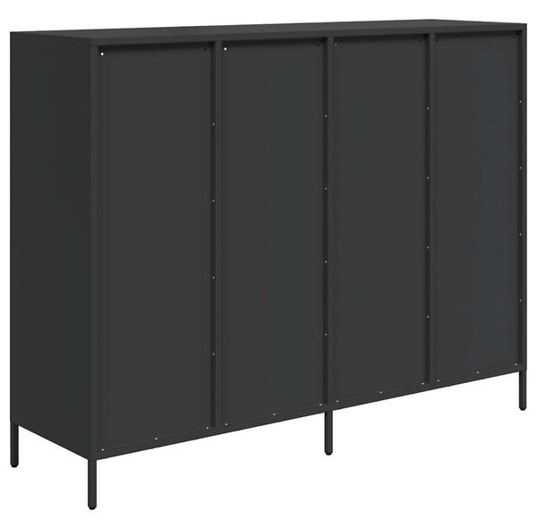 VidaXL fekete hidegen hengerelt acél tálalószekrény 135x39x103,5 cm