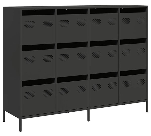 VidaXL fekete hidegen hengerelt acél tálalószekrény 135x39x103,5 cm