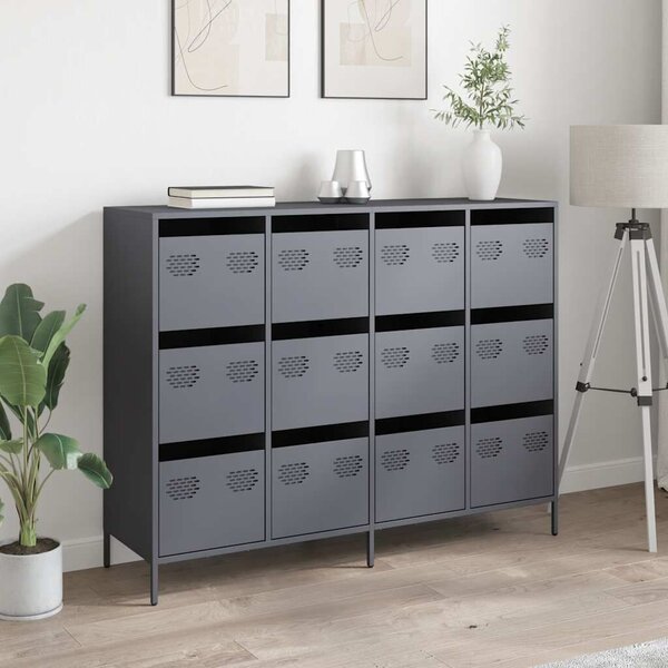 VidaXL antracit hidegen hengerelt acél tálalószekrény 135x39x103,5 cm