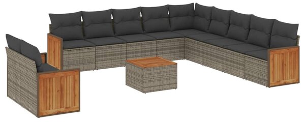 12 részes szürke polyrattan kerti ülőgarnitúra párnákkal