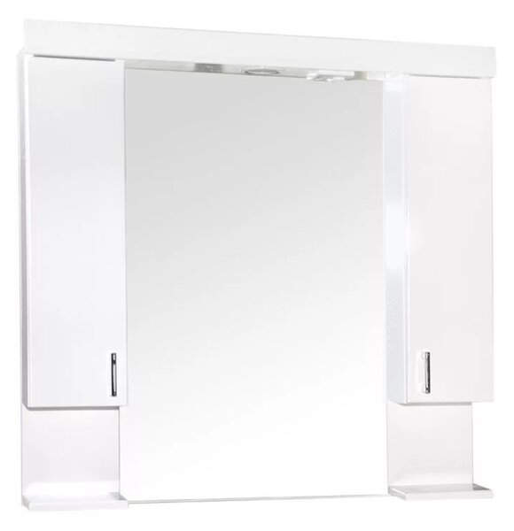 KARINA 85 cm széles dupla fali fürdőszobai tükrös szekrény integrált LED világítással, MDF polcokkal