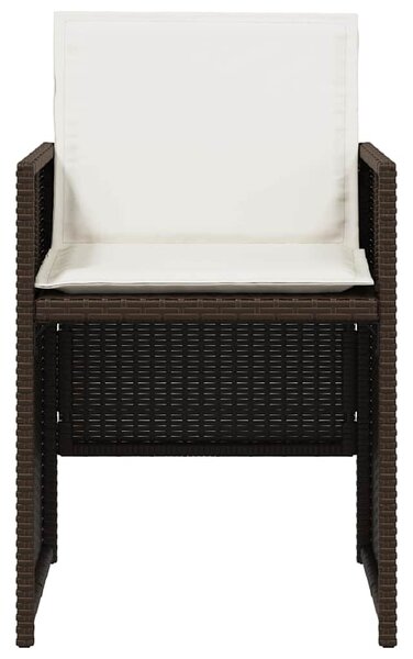 5 részes barna polyrattan kerti étkezőgarnitúra párnákkal