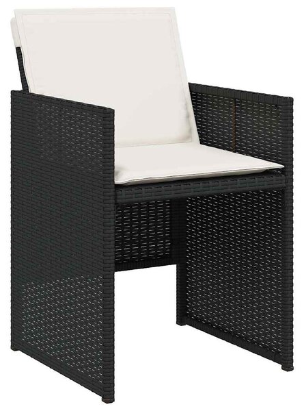 11 részes fekete polyrattan kerti étkezőgarnitúra párnákkal