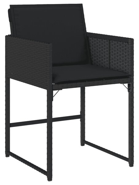 11 részes fekete polyrattan kerti étkezőgarnitúra párnákkal