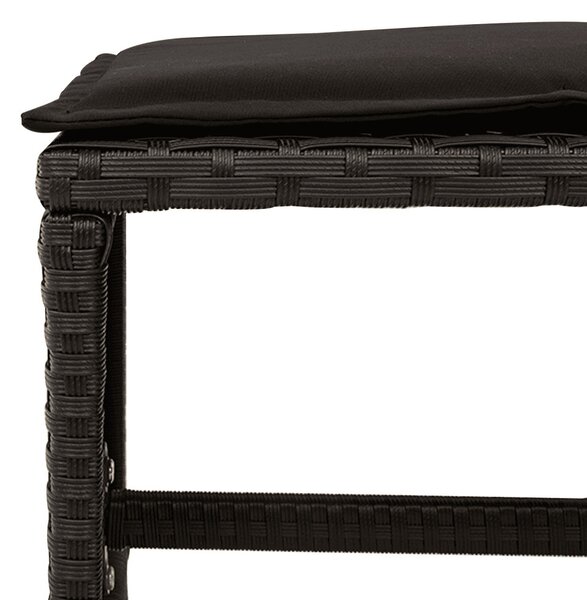 11 részes fekete polyrattan kerti étkezőgarnitúra párnákkal