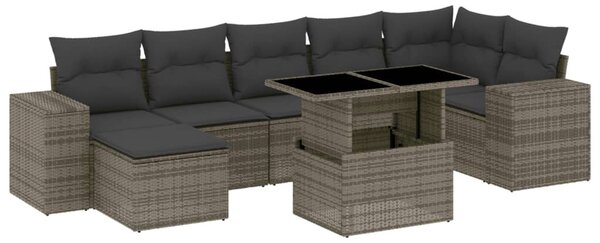8 részes szürke polyrattan kerti ülőgarnitúra párnákkal