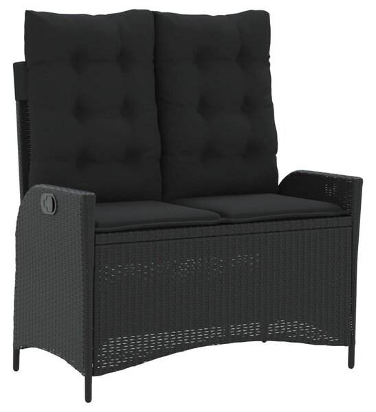 2 részes fekete polyrattan kerti étkezőgarnitúra párnával