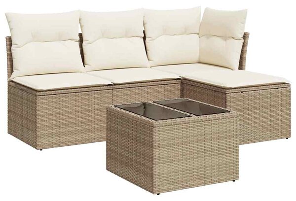 5 részes bézs polyrattan kerti ülőgarnitúra párnákkal