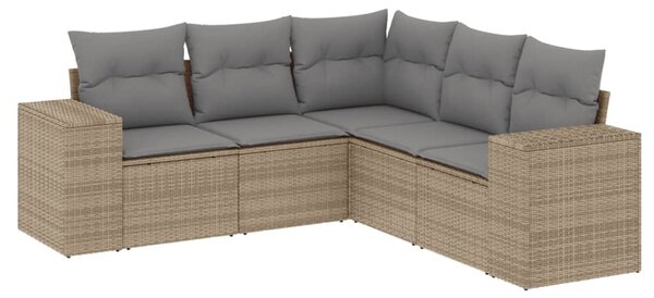 5 részes bézs polyrattan kerti ülőgarnitúra párnákkal