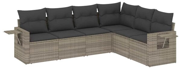 6 részes világosszürke polyrattan kerti ülőgarnitúra párnákkal