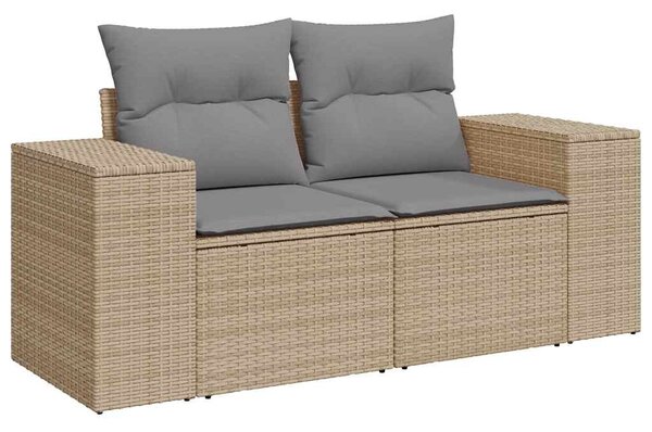 7 részes bézs polyrattan kerti ülőgarnitúra párnákkal