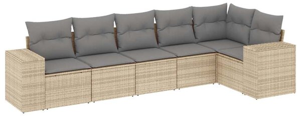 6 részes bézs polyrattan kerti ülőgarnitúra párnával