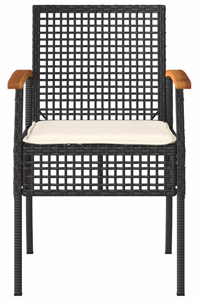 4 részes fekete polyrattan kerti ülőgarnitúra párnákkal