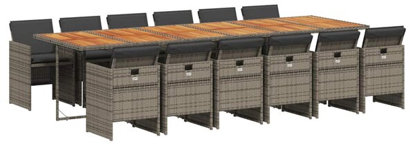 13 részes szürke polyrattan kerti ülőgarnitúra párnákkal
