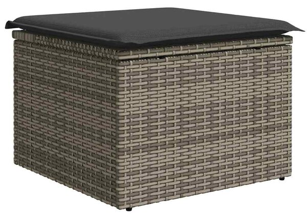 11 részes világosszürke polyrattan kerti ülőgarnitúra párnákkal