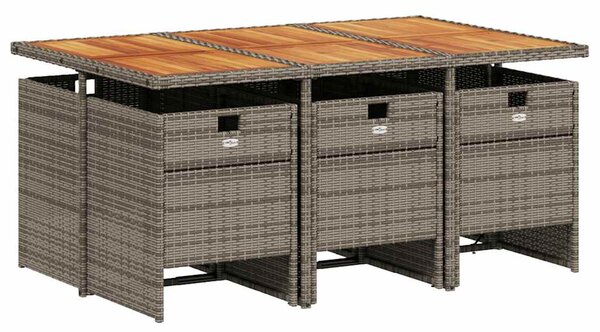 7 részes szürke polyrattan kerti étkezőgarnitúra párnával