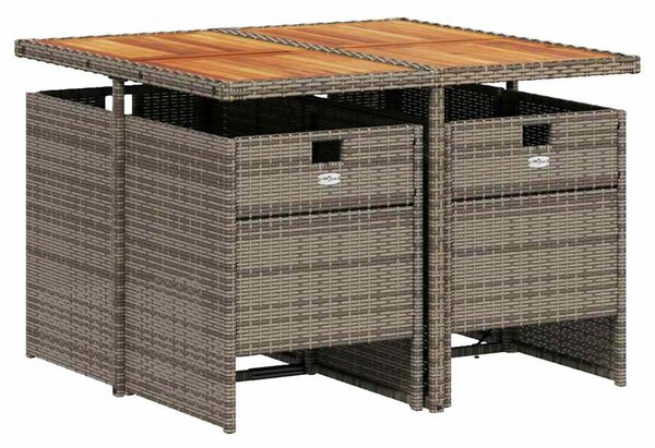 5 részes szürke polyrattan kerti étkezőgarnitúra párnával