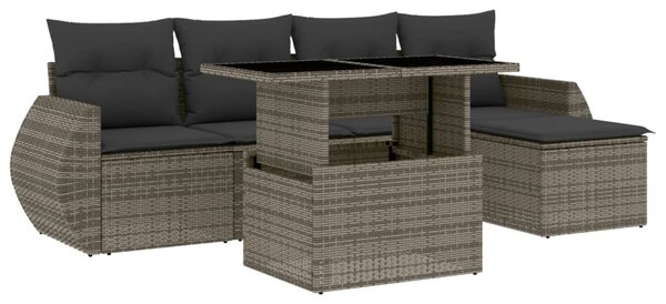 6 részes szürke polyrattan kerti ülőgarnitúra párnákkal