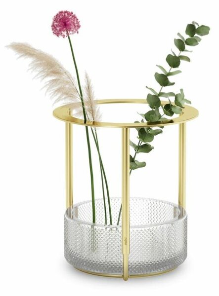 TESORA sárgaréz üveg virágtartó design váza