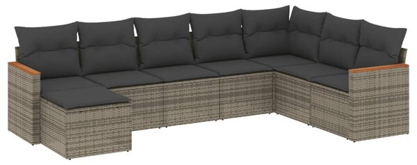 8 részes szürke polyrattan kerti ülőgarnitúra párnákkal