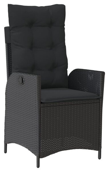 5 részes fekete polyrattan kerti étkezőgarnitúra párnákkal