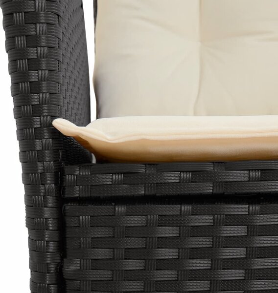 9 részes fekete polyrattan kerti étkezőgarnitúra párnákkal