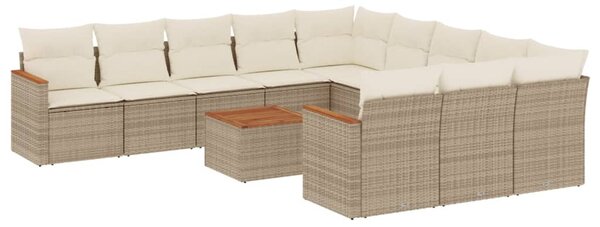 12 részes bézs polyrattan kerti ülőgarnitúra párnákkal