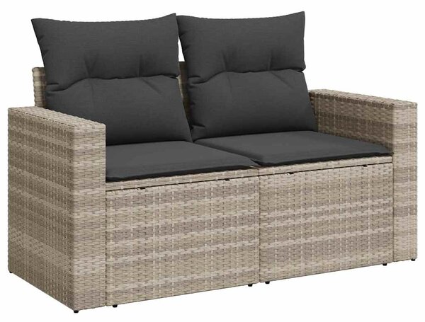 7 részes világosszürke polyrattan kerti ülőgarnitúra párnákkal