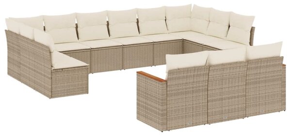 13 részes bézs polyrattan kerti ülőgarnitúra párnákkal
