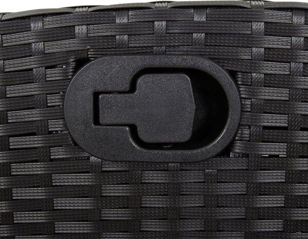 9 részes fekete polyrattan kerti étkezőgarnitúra párnákkal