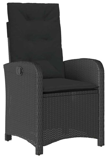 9 részes fekete polyrattan kerti étkezőgarnitúra párnákkal