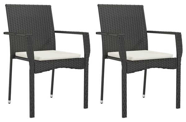 7 részes fekete polyrattan kerti étkezőgarnitúra párnával