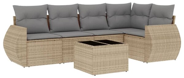 6 részes bézs polyrattan kerti ülőgarnitúra párnával