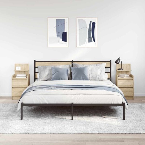 VidaXL 2 db sonoma tölgy színű éjjeliszekrények 2 fiókkal 38x34x80 cm