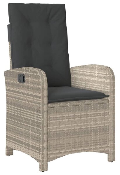 7 részes világosszürke polyrattan kerti étkezőszett párnával