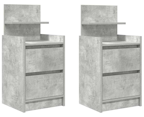 VidaXL 2 db betonszürke éjjeliszekrények 2 fiókkal 38x34x80 cm