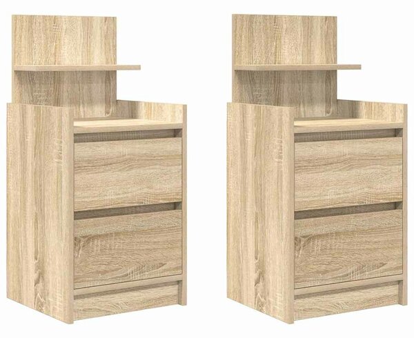 VidaXL 2 db sonoma tölgy színű éjjeliszekrények 2 fiókkal 38x34x80 cm