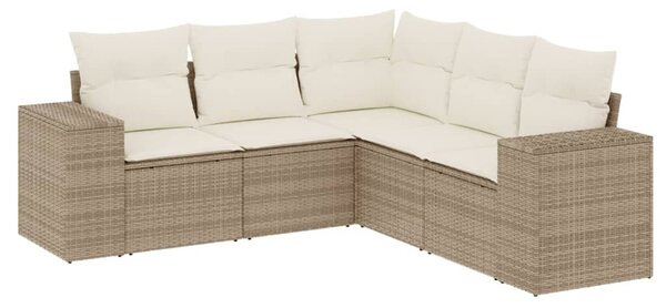 5 részes bézs polyrattan kerti ülőgarnitúra párnákkal