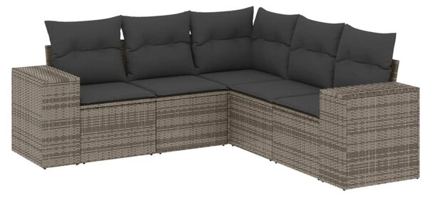 5 részes szürke polyrattan kerti ülőgarnitúra párnákkal