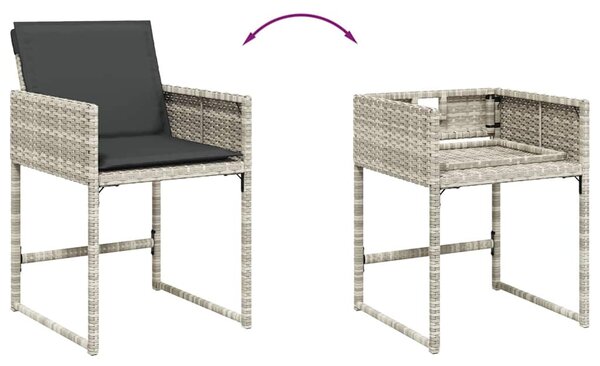 9részes világosszürke polyrattan kerti étkezőgarnitúra párnával