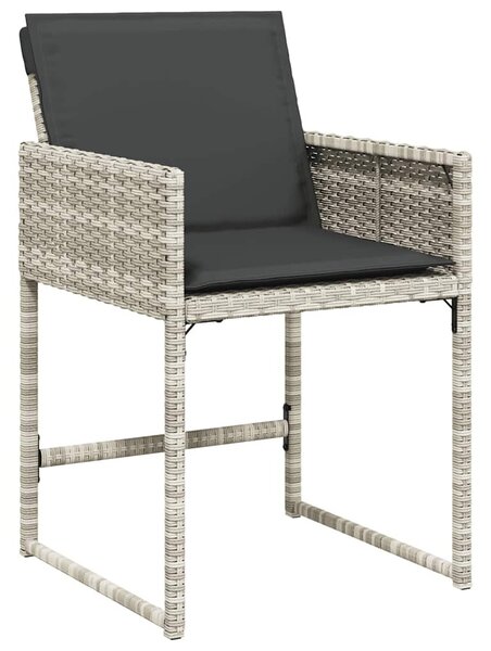 11 részes világosszürke polyrattan kerti ülőgarnitúra párnákkal