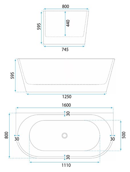 Fürdőkád CAPRI 160cm