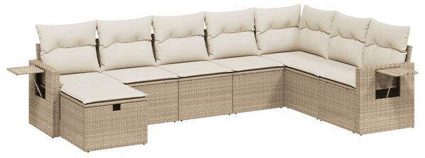 8 részes bézs polyrattan kerti ülőgarnitúra párnával