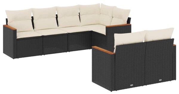 7 részes fekete polyrattan kerti ülőgarnitúra párnával
