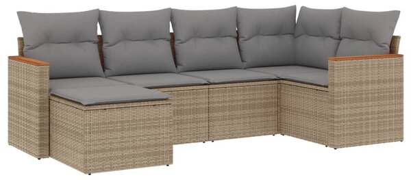 6 részes bézs polyrattan kerti ülőgarnitúra párnával