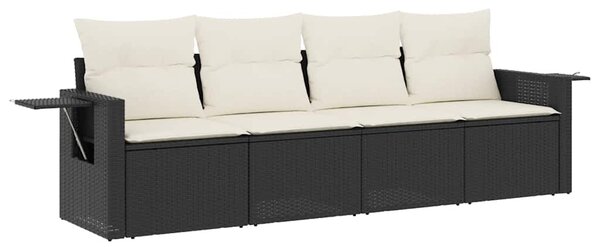 4 részes fekete polyrattan kerti ülőgarnitúra párnákkal