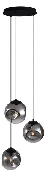 Art Deco függőlámpa fekete füstüveggel, 3 égős - Douglass